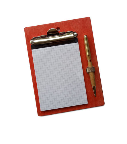 Notizblock mit Halter aus Holz, Farbe rot, Blockklemme, günstig